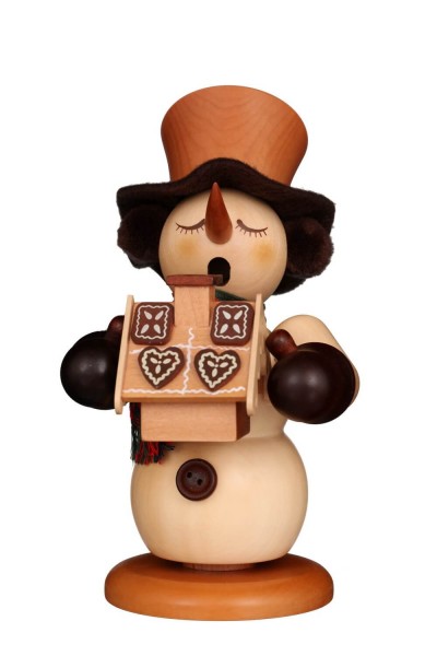 Smoking man snowman with gingerbread house, 24 cm by Christian Ulbricht