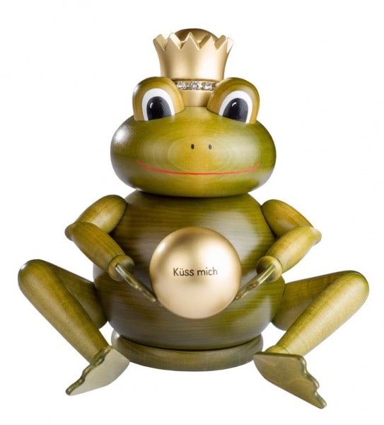 German Incense Smoker Frog King, 24 cm, KWO Kunstgewerbe-Werkstätten Olbernhau/ Erzgebirge
