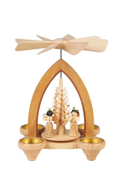 Tealight pyramid with folded rock angel, 26 cm made by Heinz Lorenz Olbernhau/ Erzgebirge_Picture1