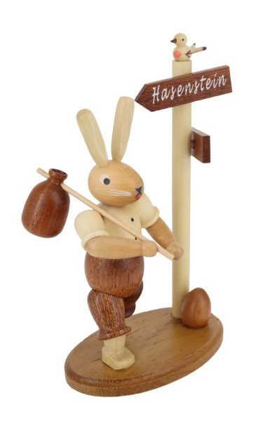 Easter Bunny Wanderer on the Signpost, 14 cm, nature by Müller Kleinkunst_3
