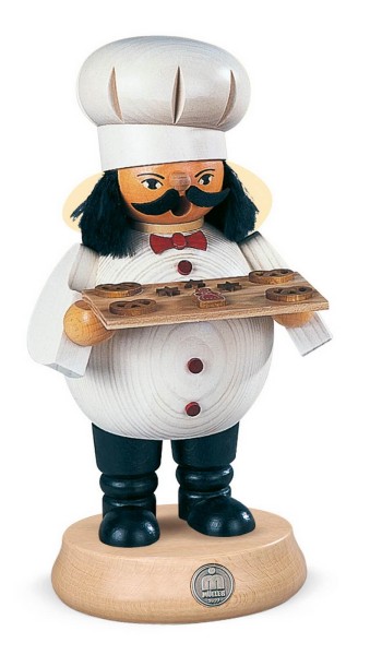 Smoking man baker made of wood by Müller Kleinkunst from Seiffen