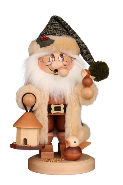 Smoking man gnome Santa Claus bird feeding, 30 cm by Christian Ulbricht