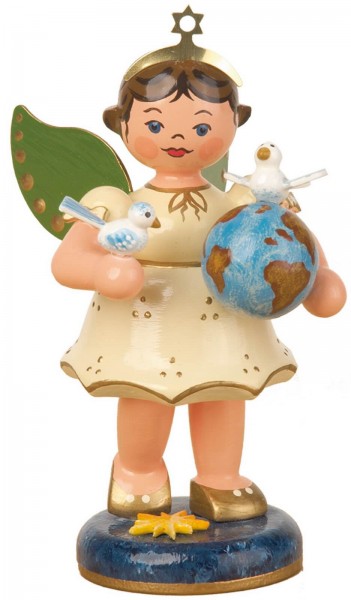 German Christmas Angel with globe, 10 cm, Hubrig Volkskunst GmbH Zschorlau/ Erzgebirge