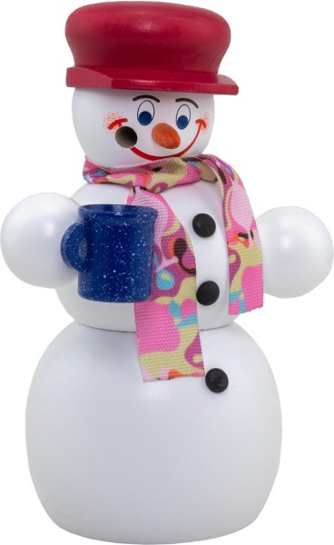 Smoking man snowman with mulled wine, 13 cm by Seiffener Volkskunst eG