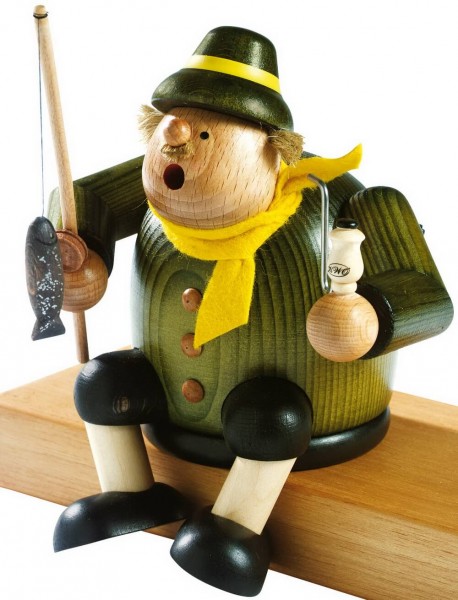 German Incense Smoker Shelf-Sitter Angler, 18 cm, KWO Kunstgewerbe-Werkstätten Olbernhau/ Erzgebirge