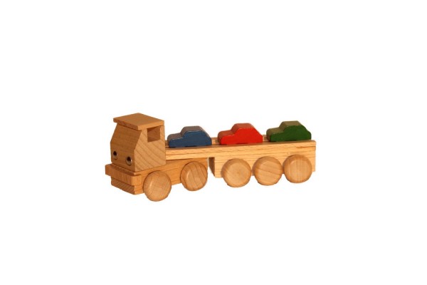 Holzauto Autotransporter, farbig von Ebert GmbH