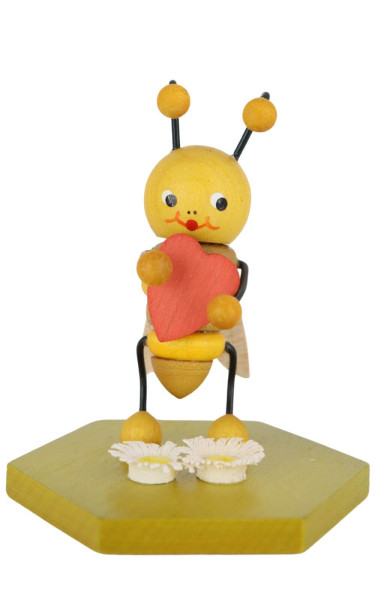 Miniature bee with heart, 8 cm, colored by Ralf Zenker_1