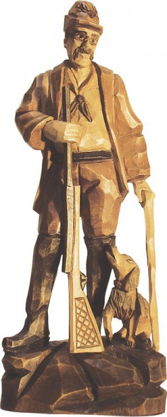 Stülpner Karl mit Hund, gebeizt, geschnitzt, in verschiedenen Größen