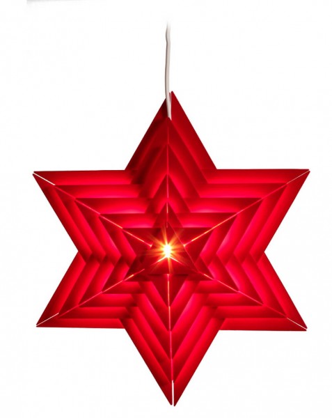 Beleuchteter Weihnachtsstern, rot von Eckert Volkskunstwerkstatt