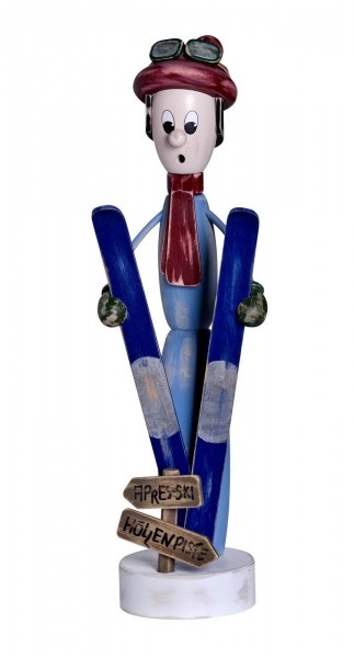 Smoking man Shabby Chic skier, 38 cm by KWO