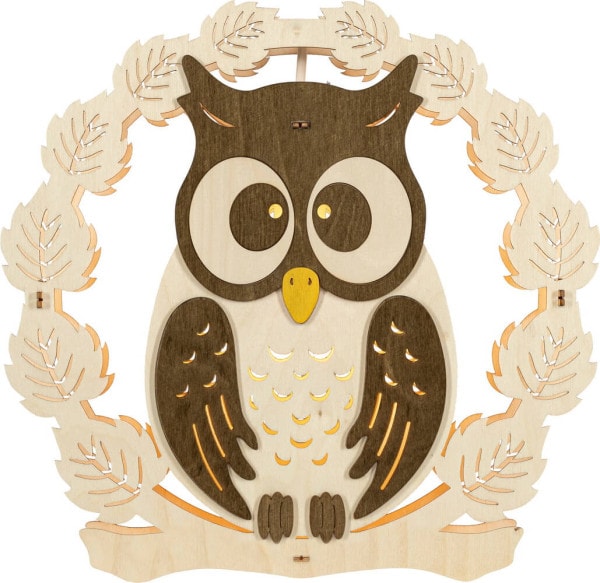 Window picture owl in a wreath, 30 cm by Weigla