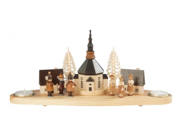 Kerzenhalter Seiffener Kirche,Laternenkinder, Kurrende, natur von Knuth Neuber