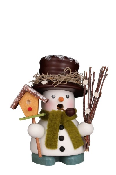 Smoking man snowman with birdhouse, 11 cm by Christian Ulbricht