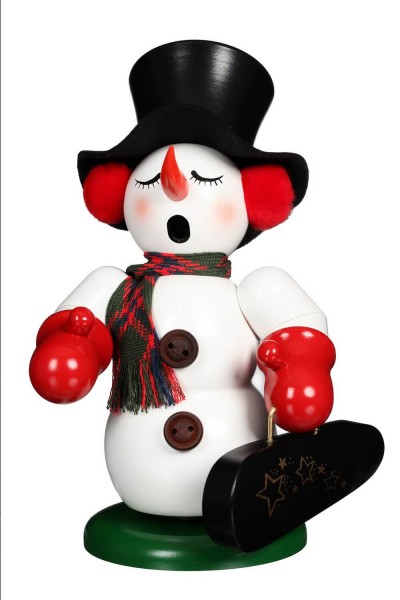 Smoking man snowman with violin case, 24 cm by Christian Ulbricht