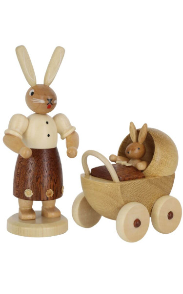 Easter bunny mother with baby carriage nature by Müller Kleinkunst_1
