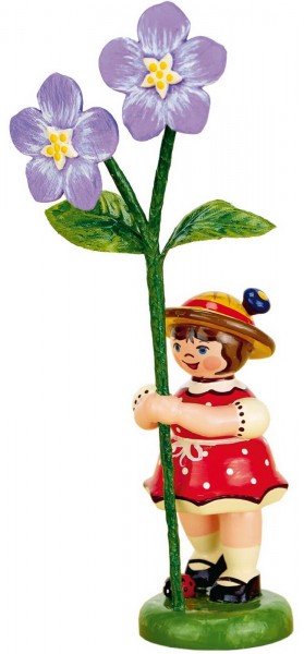 German Spring Figurin with flax, 11 cm, Hubrig Volkskunst GmbH Zschorlau/ Erzgebirge