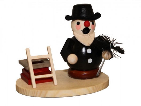 German Incense Smoker Chimney Sweep with Ladder, 8 cm, Volker Zenker Seiffen/ Erzgebirge