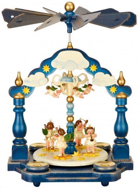 German Christmas Pyramid with German Christmas Angels, 35 x 25 cm, Hubrig Volkskunst GmbH Zschorlau/ Erzgebirge