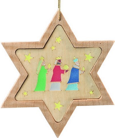 Christbaumschmuck Stern mit Diaphanbild Heilige 3 Könige von Richard Glässer
