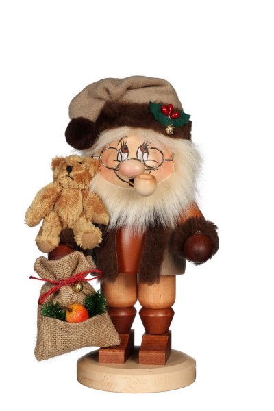 Smoking gnome Santa Claus with teddy bear, 28 cm by Christian Ulbricht