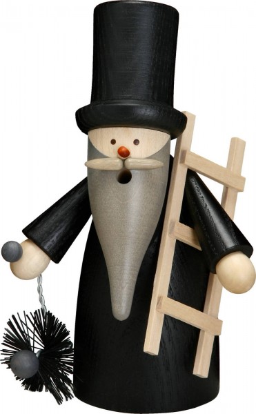 Smoking man chimney sweep gnome, 16 cm by Seiffener Volkskunst