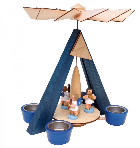 Christmas pyramid blue with 3 angels by Figurenland Uhlig GmbH