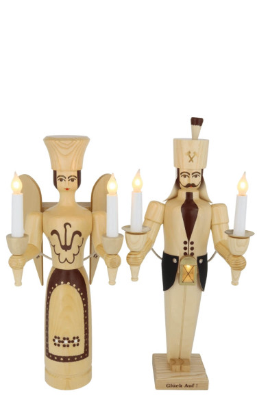 Engel und Bergmann, 50 cm, natur, elektrisch beleuchtet von SEIFFEN.COM_4