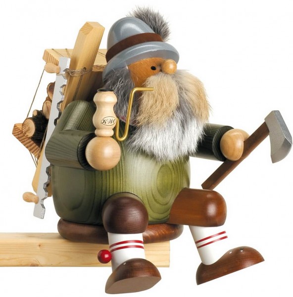 Smoking man edge stool woodcutter, 22 cm by KWO