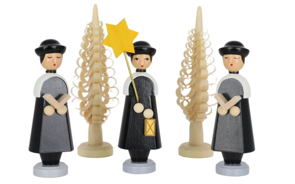 Miniature - 3 crank singers with 2 chip trees, colored by Knuth Neuber