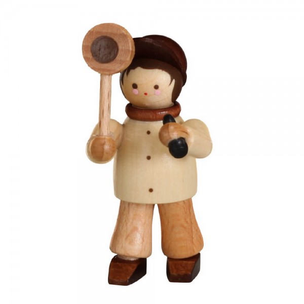 German Wooden FigurinRailway - Conductor, mini - nature, 4 cm, Romy Thiel Deutschneudorf/ Erzgebirge