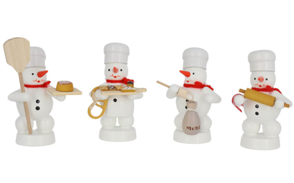 Schneemannquartett Weihnachtsbäckerei I, farbig von Volker Zenker