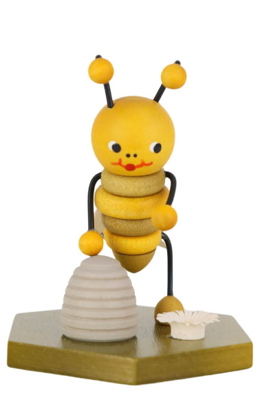 Miniature bee with beehive, 8 cm, colored by Ralf Zenker_1