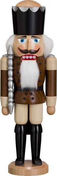 German Christmas Nutcracker King, brown, glaze, 38 cm, Seiffener Volkskunst eG Seiffen/ Erzgebirge