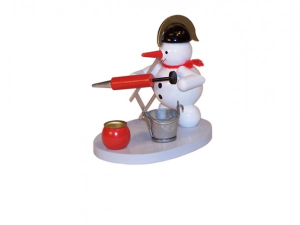 Kerzenhalter Schneemann Feuerwehr, farbig, 8 cm von Volker Zenker aus Seiffen