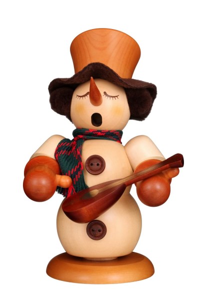Smoking man snowman with lute, nature, 24 cm by Christian Ulbricht