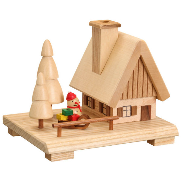 Smokehouse with snowman, 12 cm by Jan Stephani